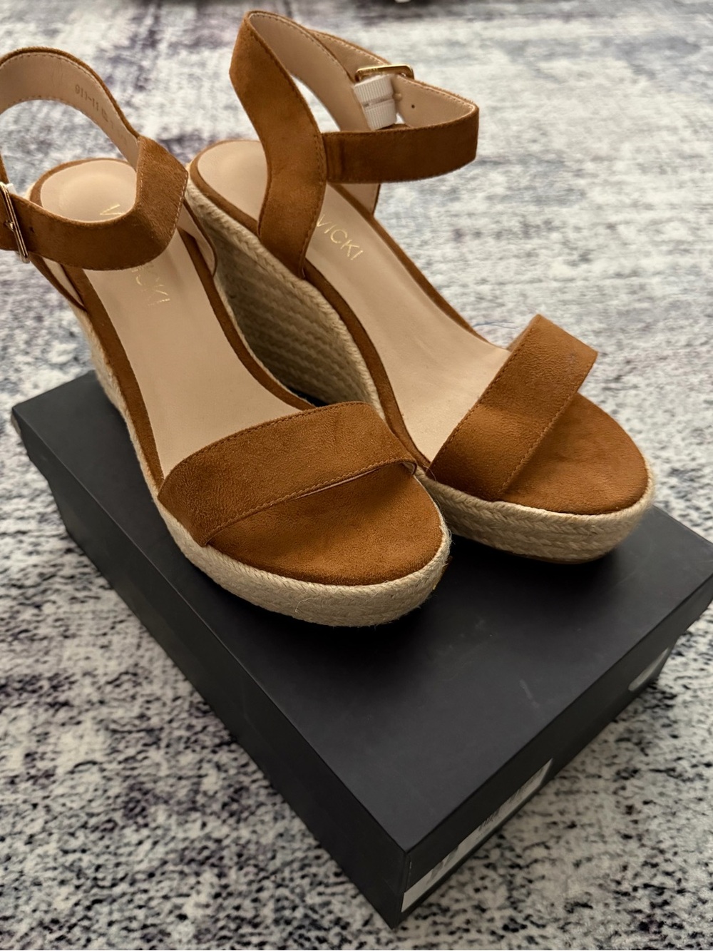 Women’s Tan Espadrille Wedge Sandals with Ankle Strap